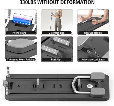 Pilates Board - Pilates Reformer Set, Multi-Purpose Foldable Pilates Reformer Board for Home