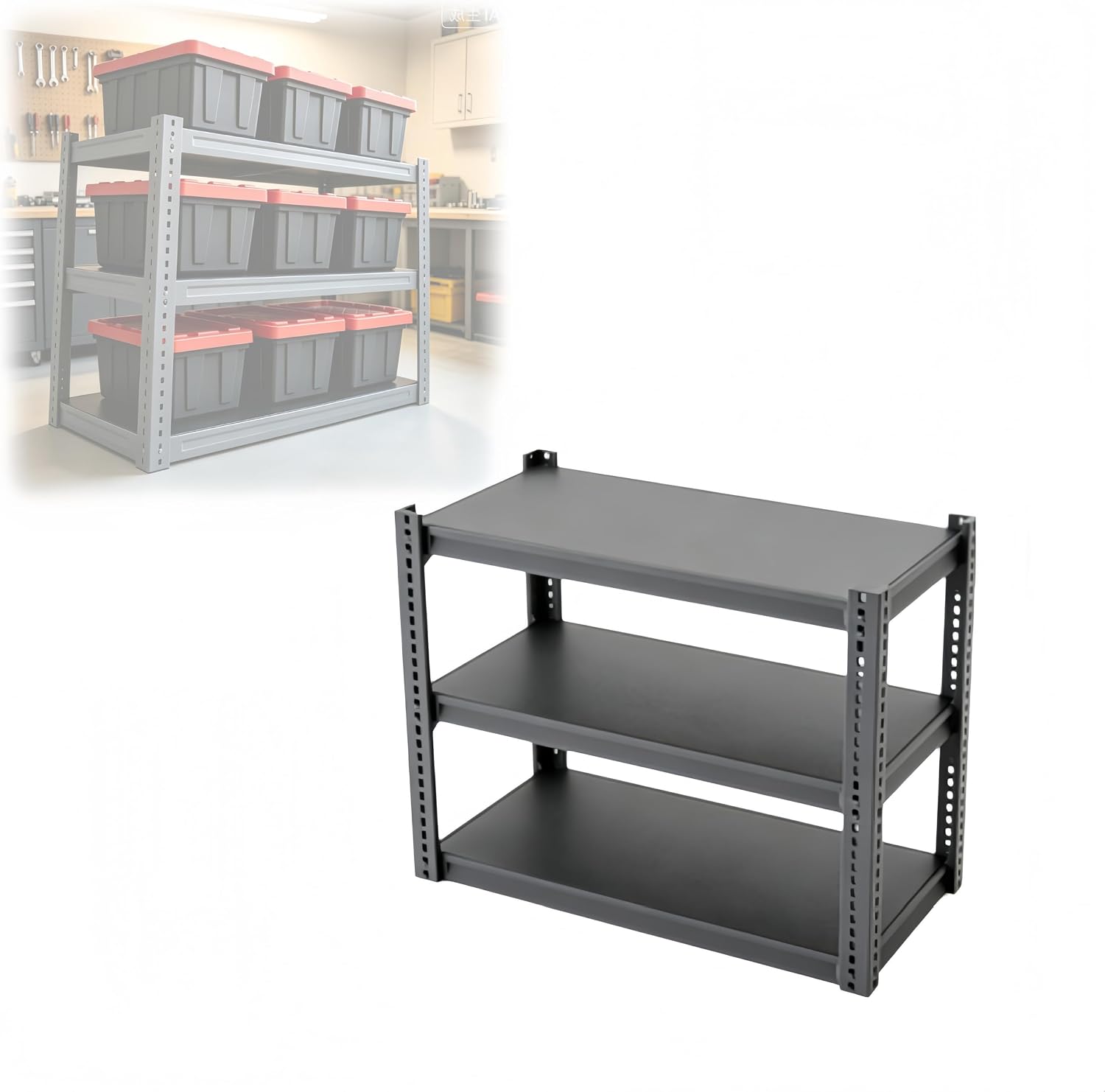 Mini Tote Storage Rack, 9-Bin 3-Tier Organizer for Garage, Desk & Craft