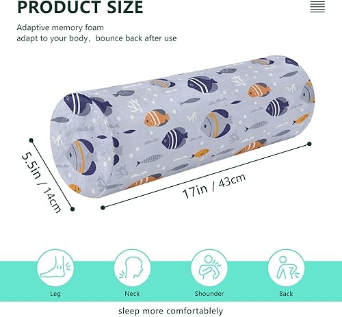 Miniatura 3 de Batfish - Almohada decorativa para el cuello, almohada redonda de espuma para dormir, almohada cilíndrica decorativa, soporte lumbar