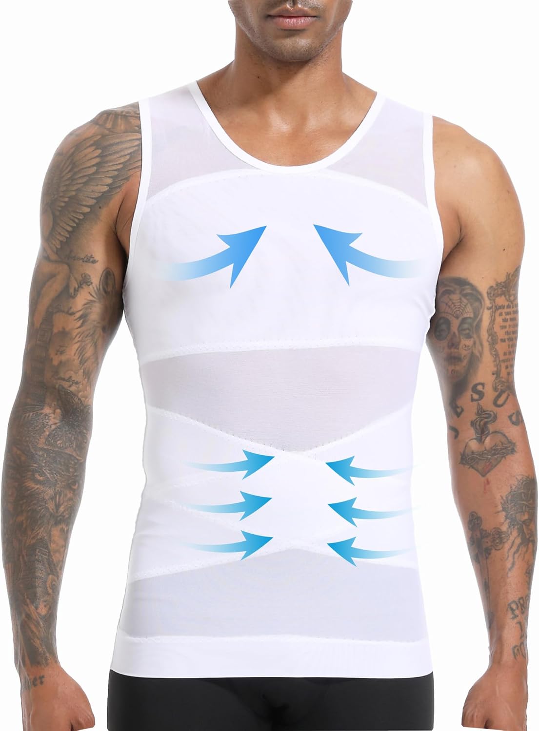 Gynecomastia Mens Slimming Body Shaper Vest, Men Compression Short Sleeve Shirt, Hide Moobs Undershirts