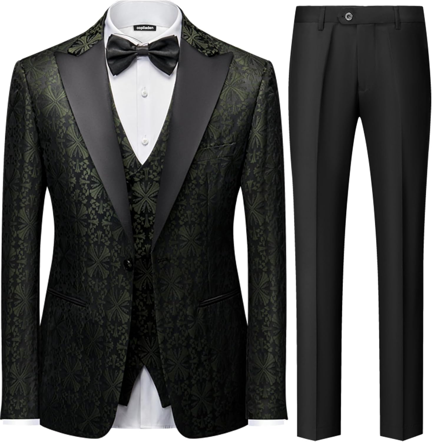 Men Suit 3 Piece Slim Fit Tuxedo for Men Paisley Suit Tux Shawl Lapel One Button Blazer Waistcoat Pant Set for Prom