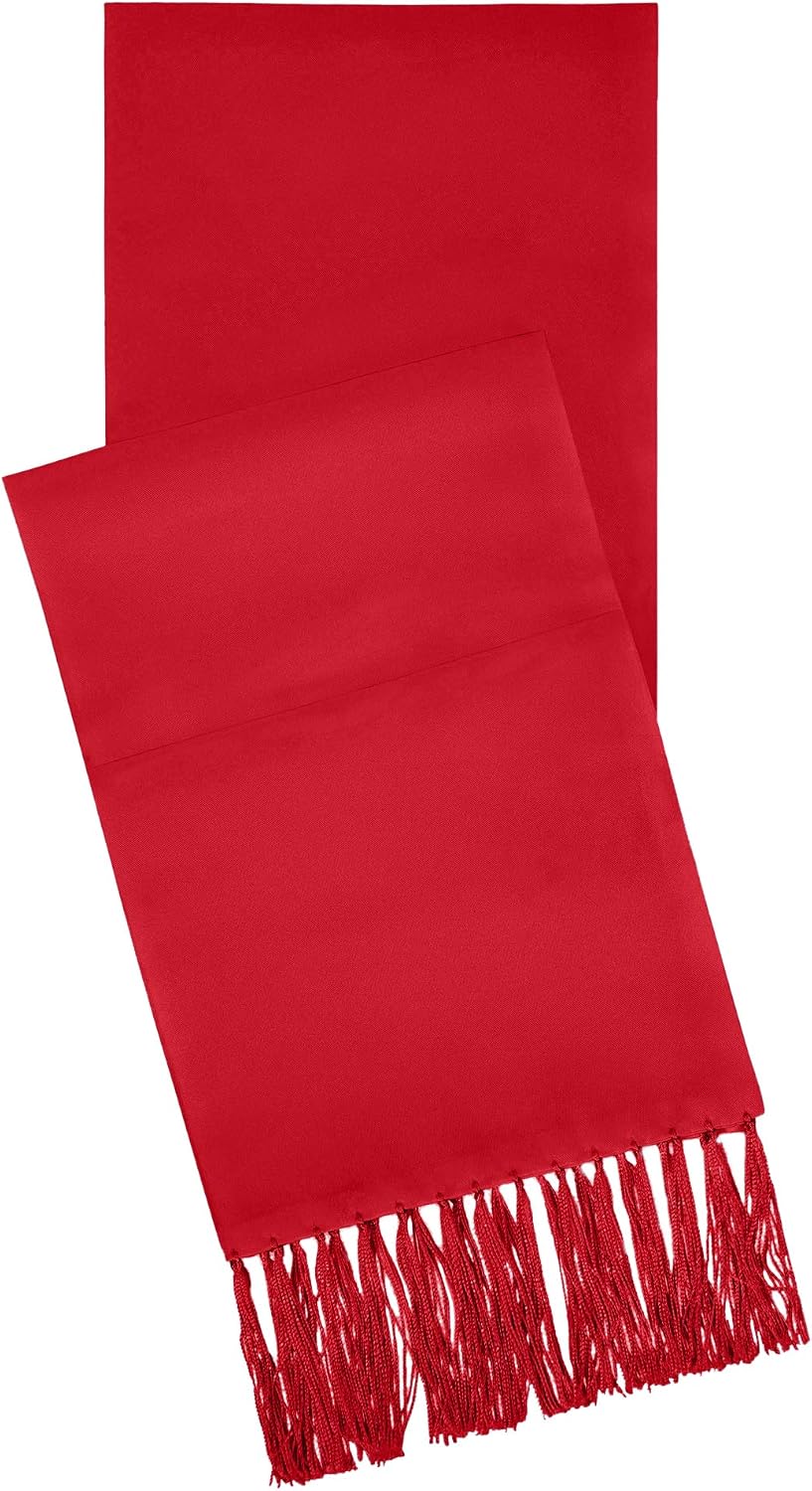 S.H. Churchill & Co. Men’s Satin Formal Scarf – Classic Tuxedo & Black Tie Evening Accessory with Hand-Tied Fringe