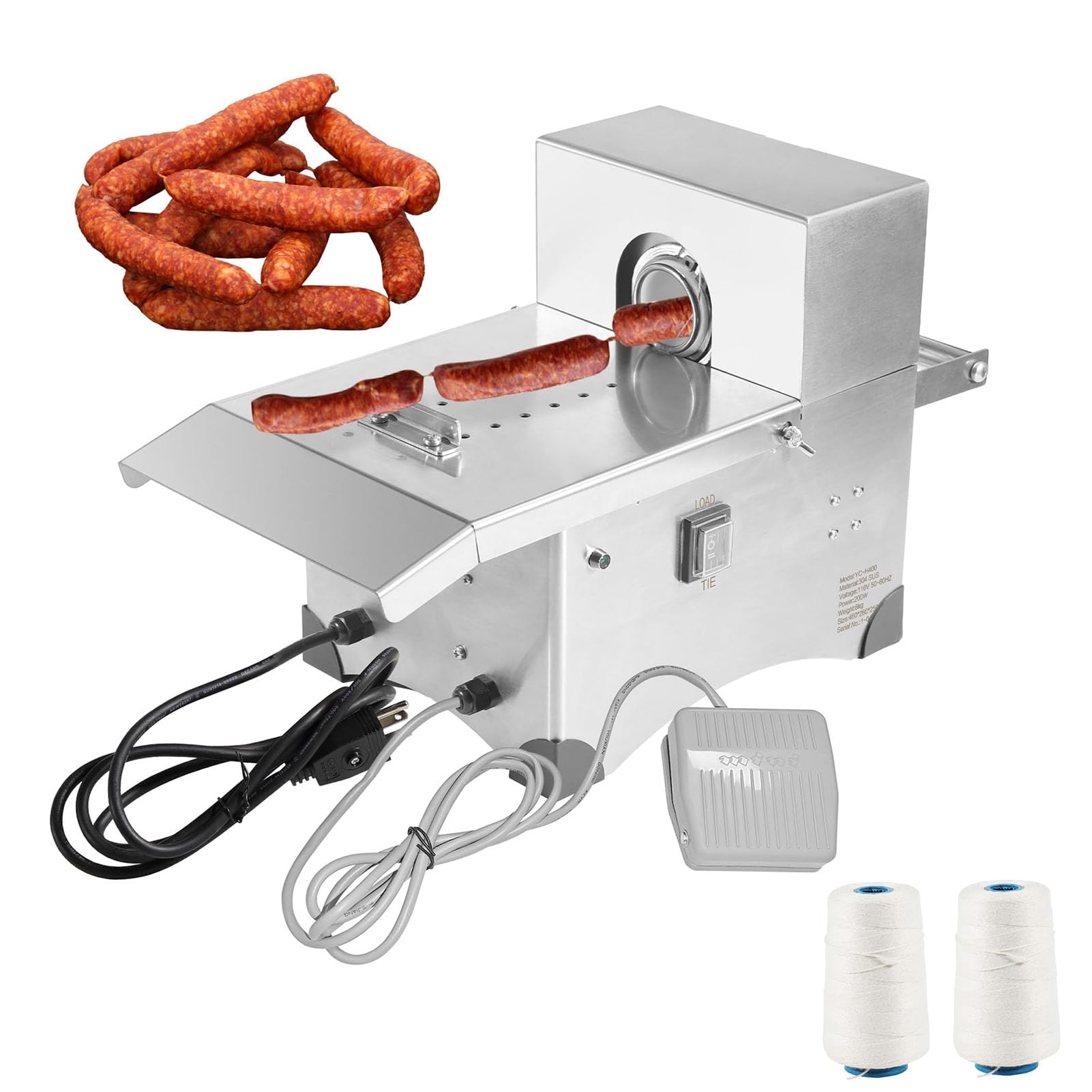 XCSCUK Commercial Sausage Linker Binding Machine,Stainless Steel Automatic Sausage Tying Equipment,Adjustable Length,For Butcher Shops