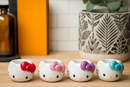 Miniatura 3 de Silver Buffalo Hello Kitty Face - Juego de mini tazas de cerámica esculpidas en 3D, perfecto para azúcar, crema o leche, 3.5 onzas