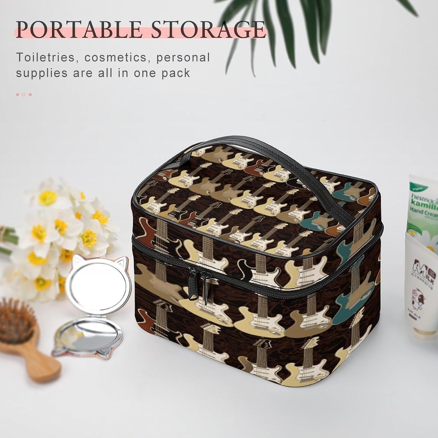 Art Guitar Pattern Travel Makeup Bag Cosmetic Bag Toiletry Bags image 5