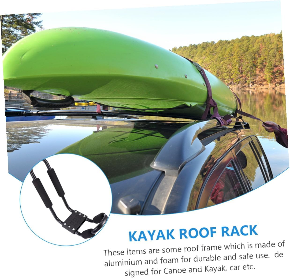Veemoon Detachable Kayak Roof Rack 2pcs Set for SUV and Truck Crossbars, Heavy-Duty Canoe and Surfboard Carrier, Outdoor Car Roof Storage Rack for Water Sports Equipment