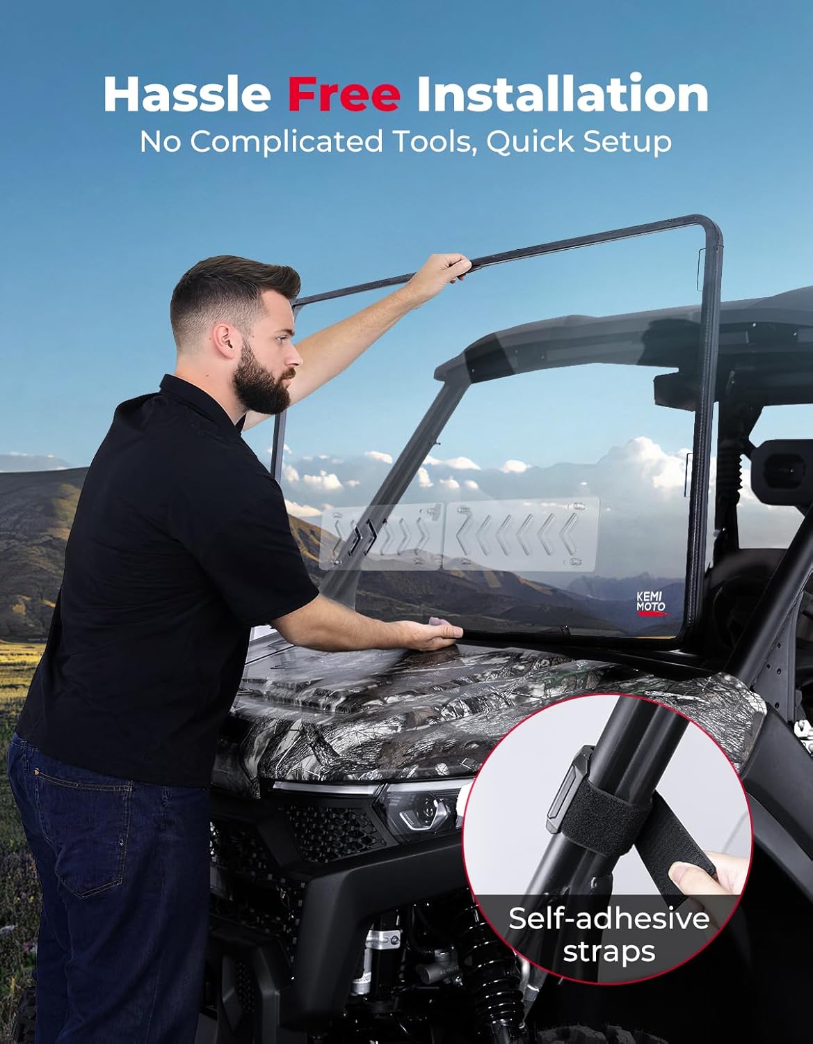 KEMIMOTO 2-in-1 Vented Front Windshield Compatible with 2025 2026 CFMOTO UFORCE U10 Pro & XL PRO ,Heavy Duty Hardened PC, Scratch Resistant, Quick Install, U10 PRO Front Window Accessories