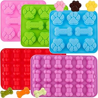 Paw Print Silicone Mold Dog Treat Mold Silicone Dog Paw Mold Dog Cat Animal Paw Mold for Homemade Dog Treats,Soap,Candy Silicone Baking Mold 5 Pieces