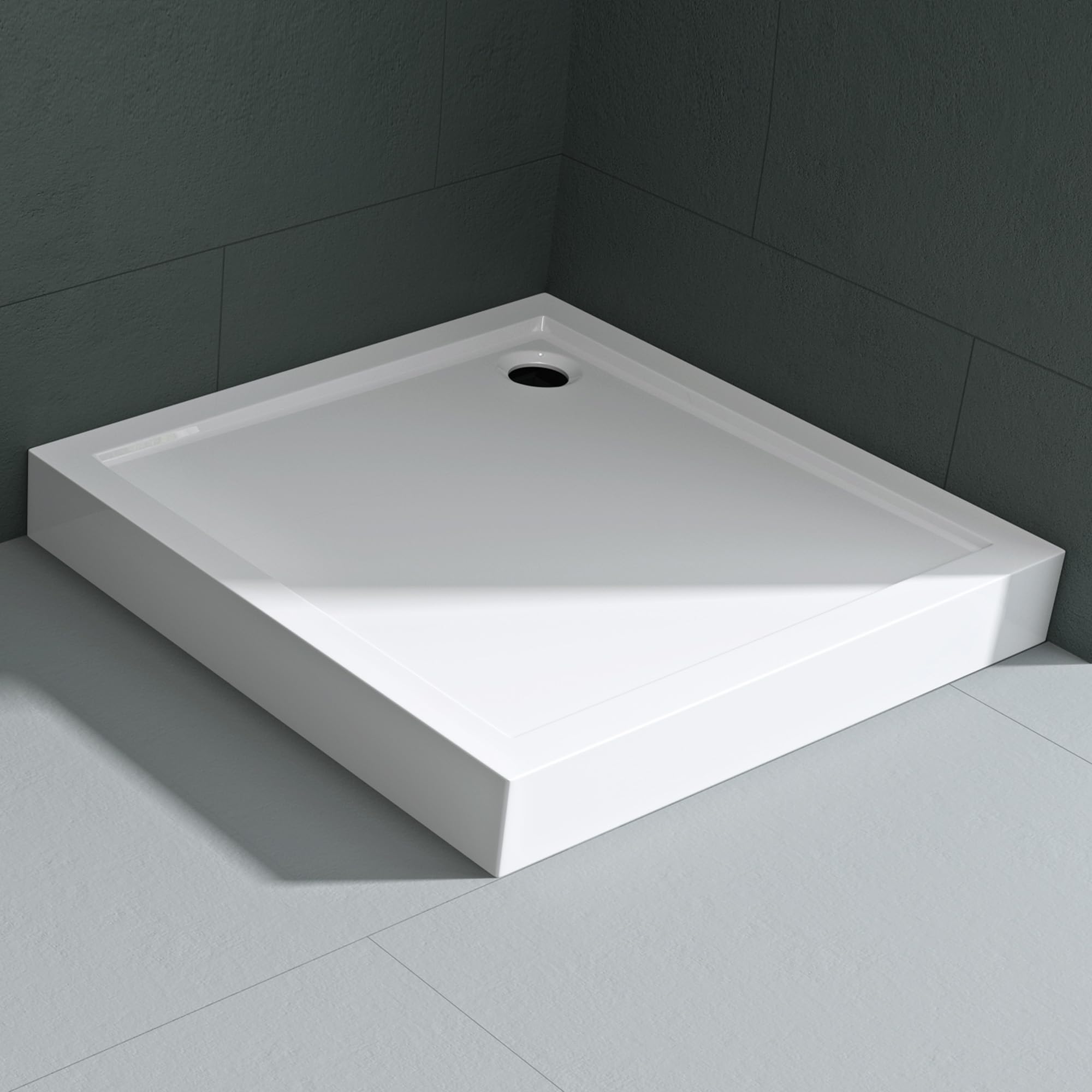 Mai & Mai Piatto Doccia con Piletta 80x80x14cm, Piletta di Scarico (AL01) | Piatto Doccia Quadrato Faro1H in Acrilico, Bianco