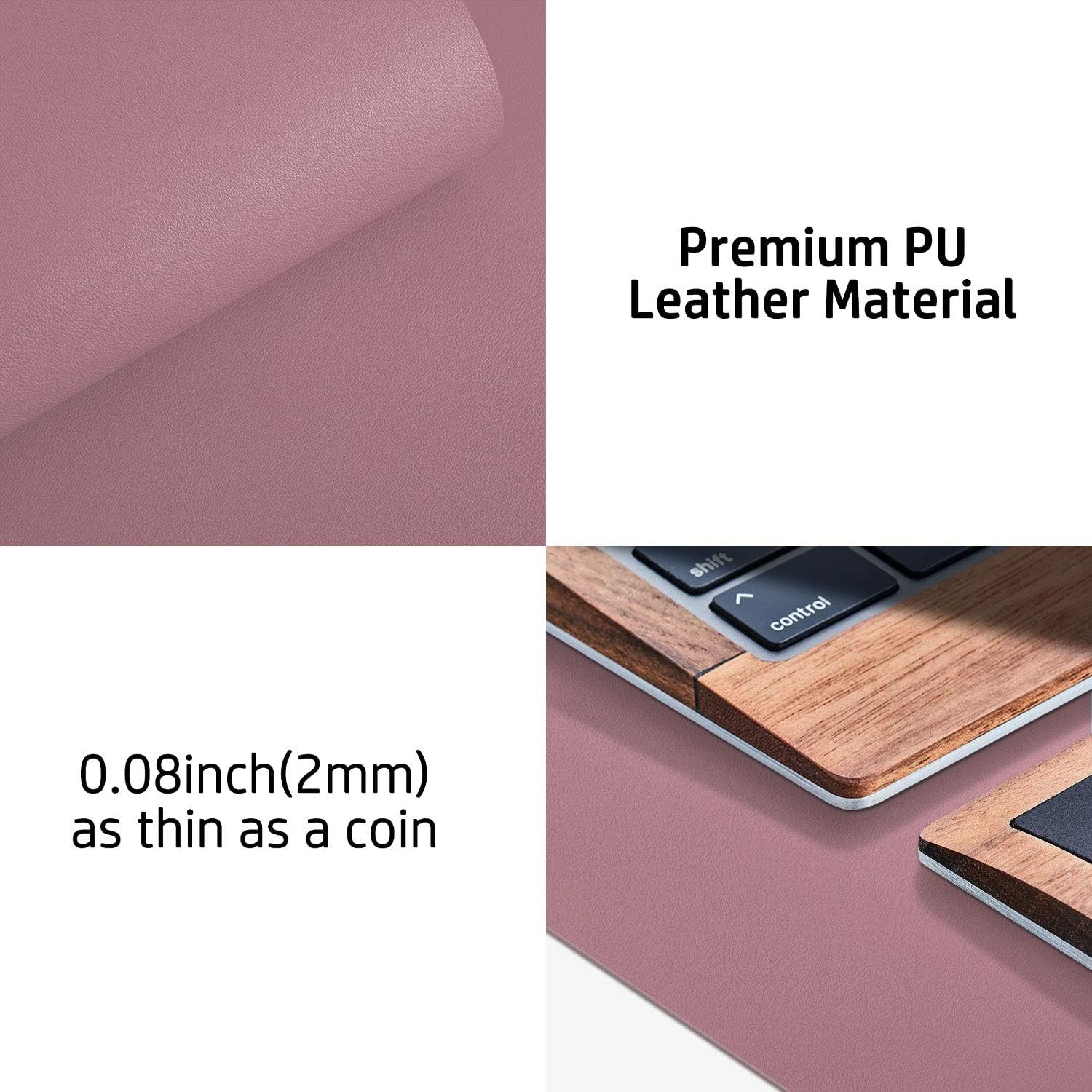 Leather Desk Pad Protector,Mouse Pad,Office Desk Mat,31.5" x 15.7" Non-Slip PU Leather Desk Blotter,Laptop Desk Pad,Waterproof Desk Writing Pad for Office and Home (31.5" x 15.7", Dark Pink) : Office Products