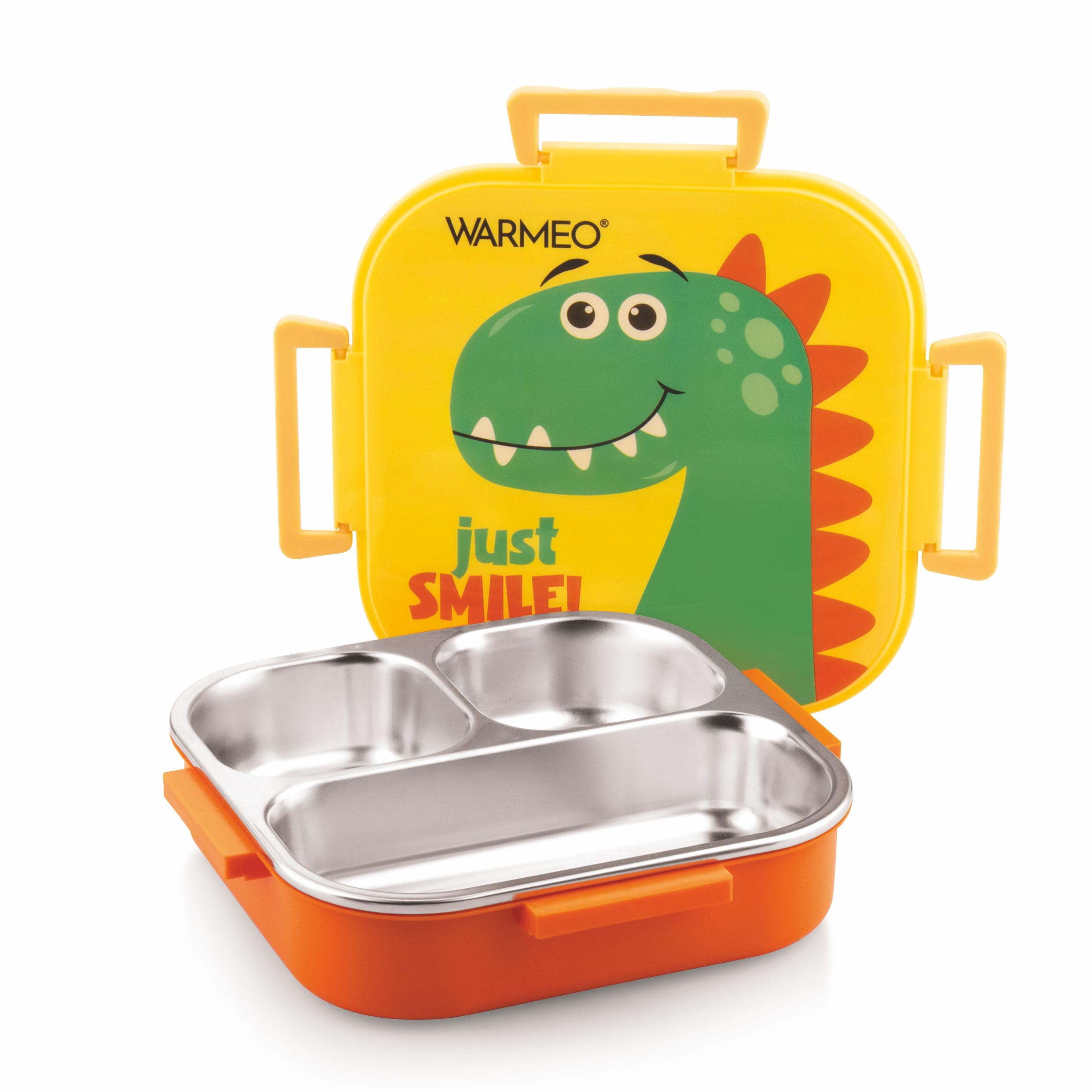 WARMEO Jerry Insulated Lunch Box with Three Compartment BPA Free, Kids Lunch Box,Food Grade Ideal for School, Picnic, Office & Outdoor - 500ml Dino, Stainless Steel-image-21