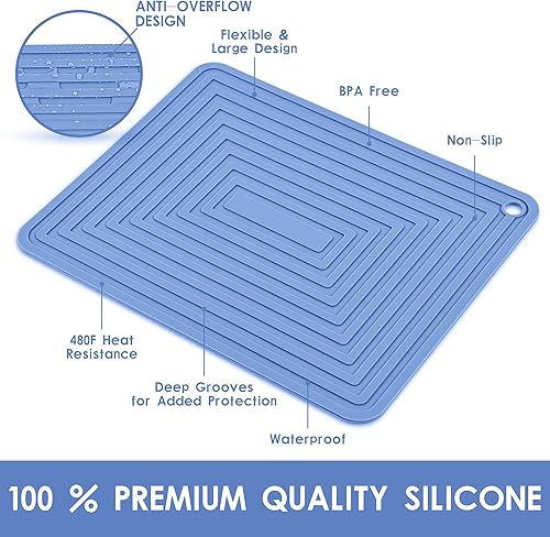 Miniatura 3 de Smithcraft Salvamanteles de silicona para platos calientes, ollas y sartenes, almohadillas calientes azules para mostrador, almohadillas calientes
