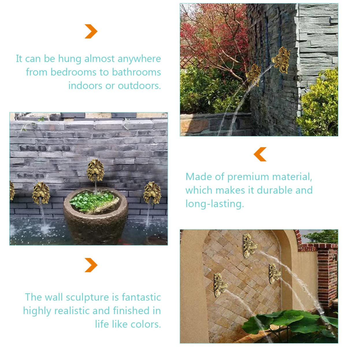 Housoutil Fuente De De Pared Caño De Fuente Rociador De Piscina De Pared Característica del Estanque De Decoración De Animales Cascadas Resina Natural Lavabo Jarra
