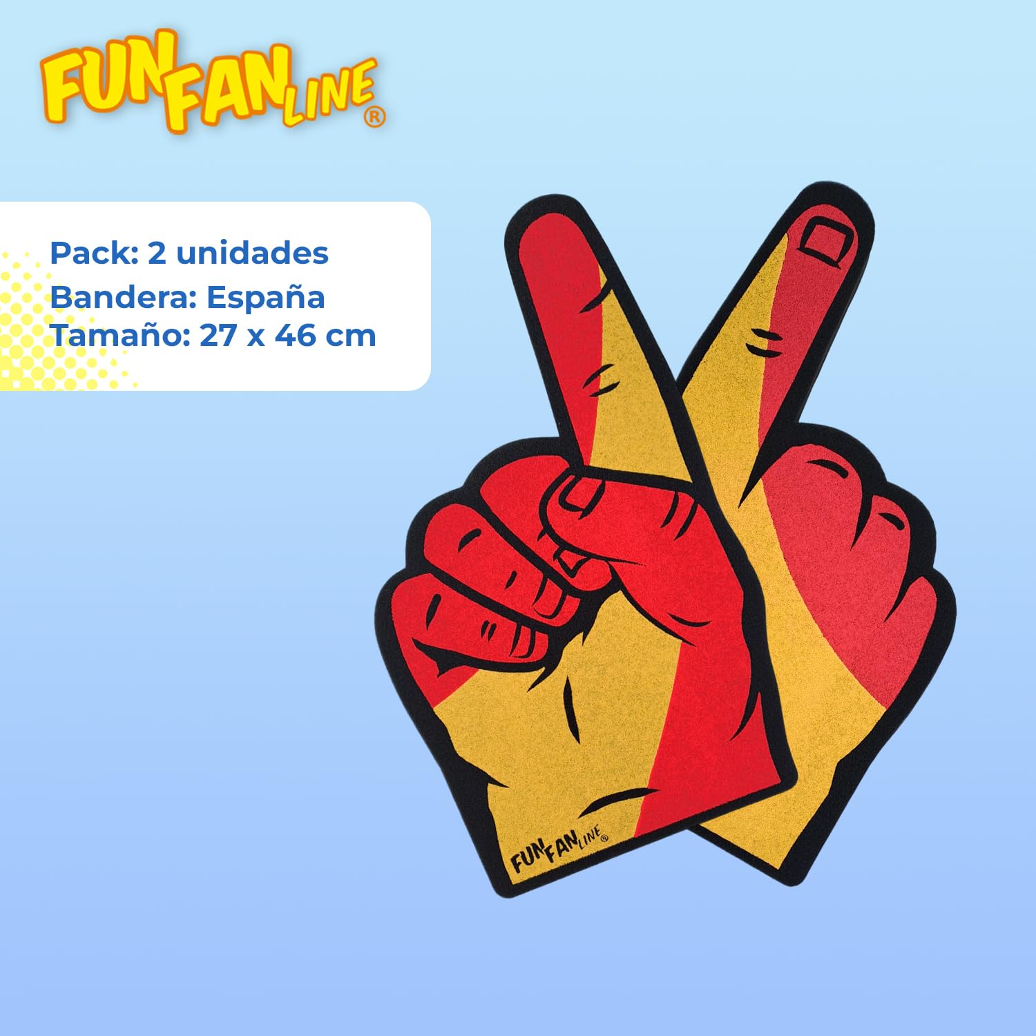 Manos de Goma Espuma con Dedo Gigante. Kit de 2 Manoplas de Animación para Eventos Deportivos, Fiestas y Celebraciones. Accesorio para Partidos y para Aficionados.
