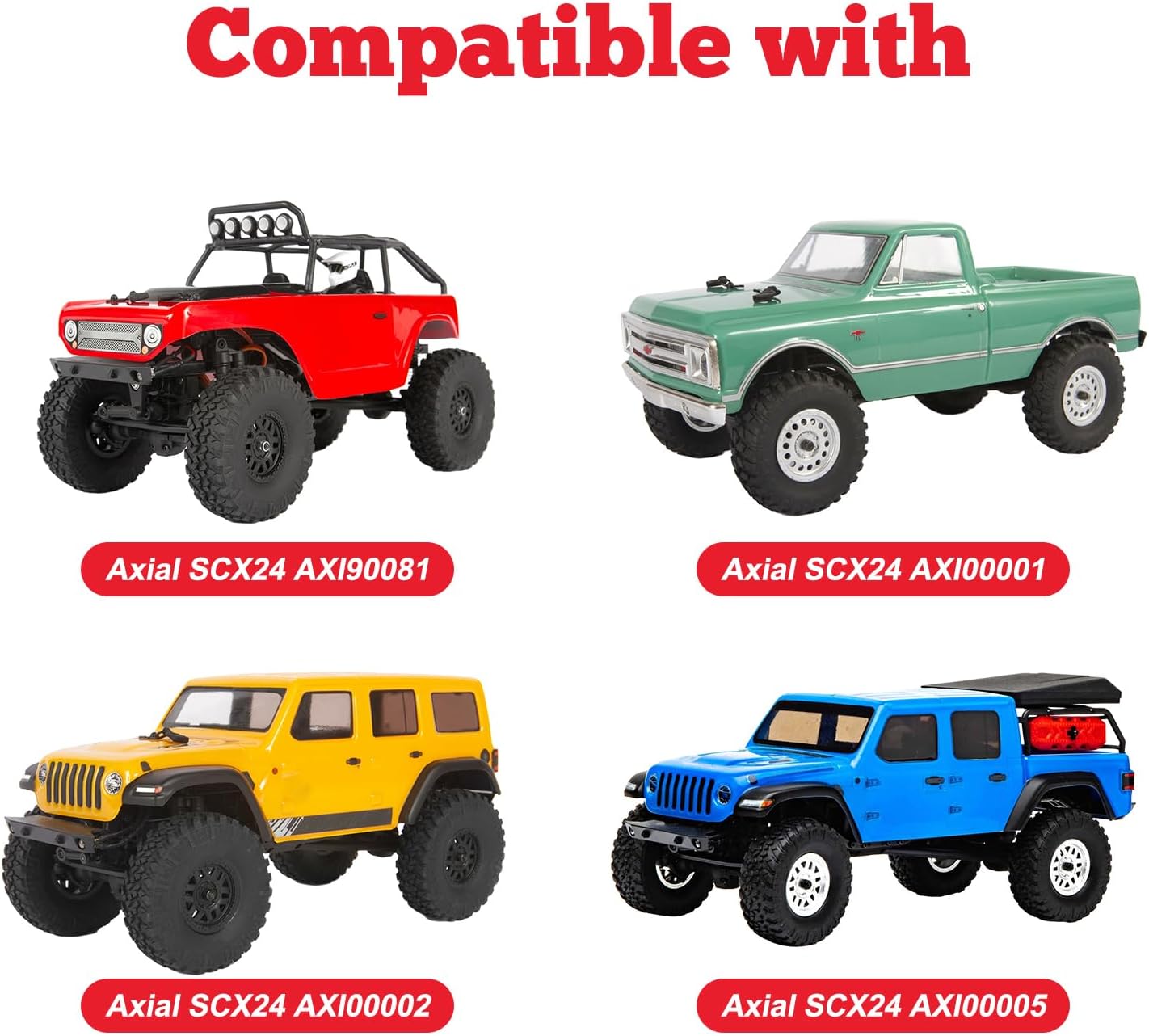 Hobbypark 4pcs 1.0 Beadlock Wheels and Tires Metal Micro Crawler Tires with Brass Wheel Weights Extended Wheel Hubs for 1/24 RC Crawler Car Axial SCX24 Gladiator Bronco C10 Deadbolt Upgrades (Type A)