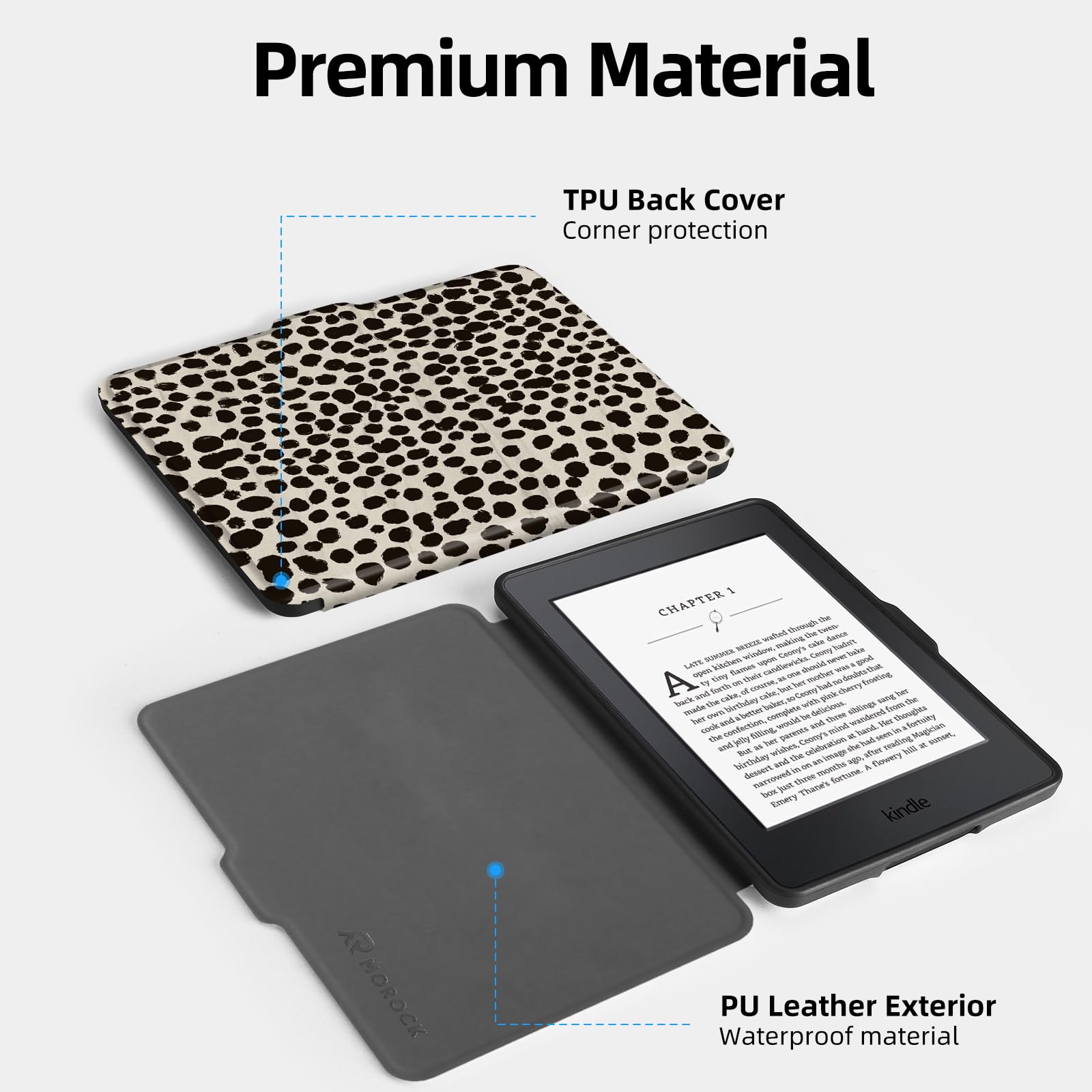 MOROCK Custodia per Kindle Paperwhite da 6 pollici di 5a/6a/7a generazione 2012-2017 rilasciato (modello n. EY21 e DP75SDI), custodia leggera in pelle PU di alta qualità con accensione e spegnimento