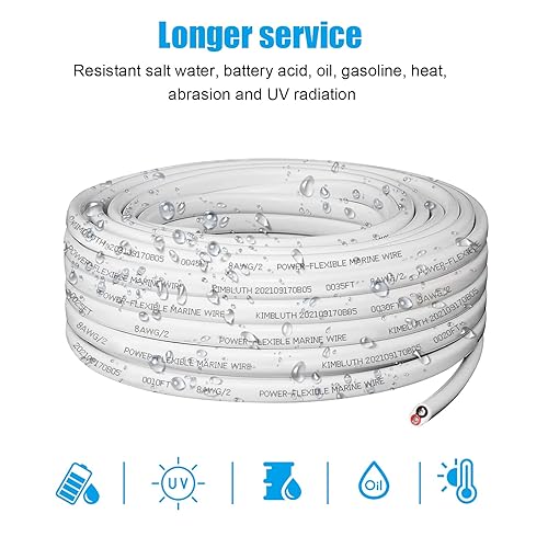 Miniatura 42 de Cable marino dúplex de calibre 12, cable de cobre estañado para barco, 40 pies, 12 AWG, estándar de EE. UU., OFC, alambre de cobre libre de oxígeno