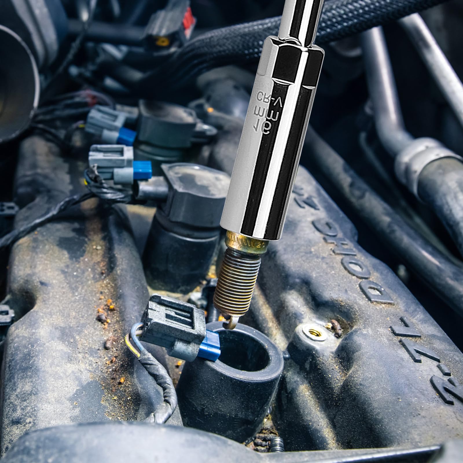 efuturetime Chiave Candela 14/16 mm Magnetica 3/8" a 12 Punti, Presa per Candela con Impugnatura a T Scorrevole Combinabile Flessibili per Auto