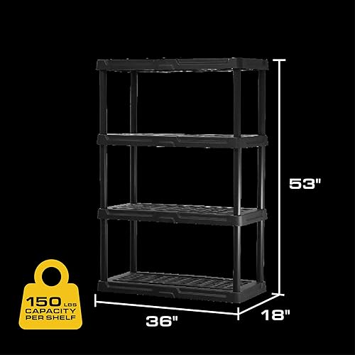 Miniatura 2 de CX 4-Tier (53H x 36W x 18D) Plastic Storage Shelving Unit (Black) 2 Pack, Heavy Duty, 150lbs Per Shelf Capacity, IndoorOutdoor Storage Organization