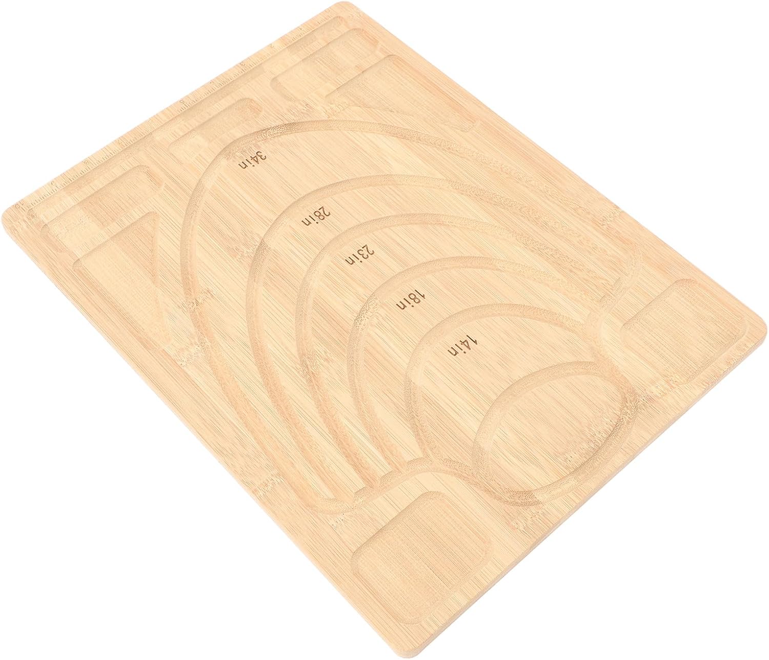 VINGVO Bead Board for Jewelry Making, Bamboo Beading Board, Bead Grooves with Length Measurements, Ideal for Bracelet Necklaces DIY Design, 15.0x11.4in