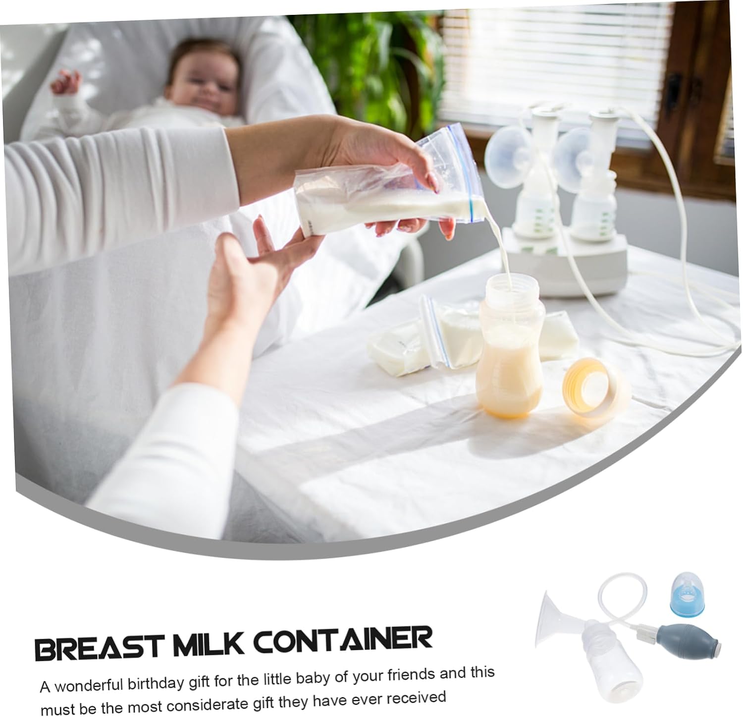 Manual Breast Milk Pump Ergonomic Food Grade Silicone Breastfeeding with Milk Storage Bottle Compact and Comfortable Suction for Indoor and Outdoor Use