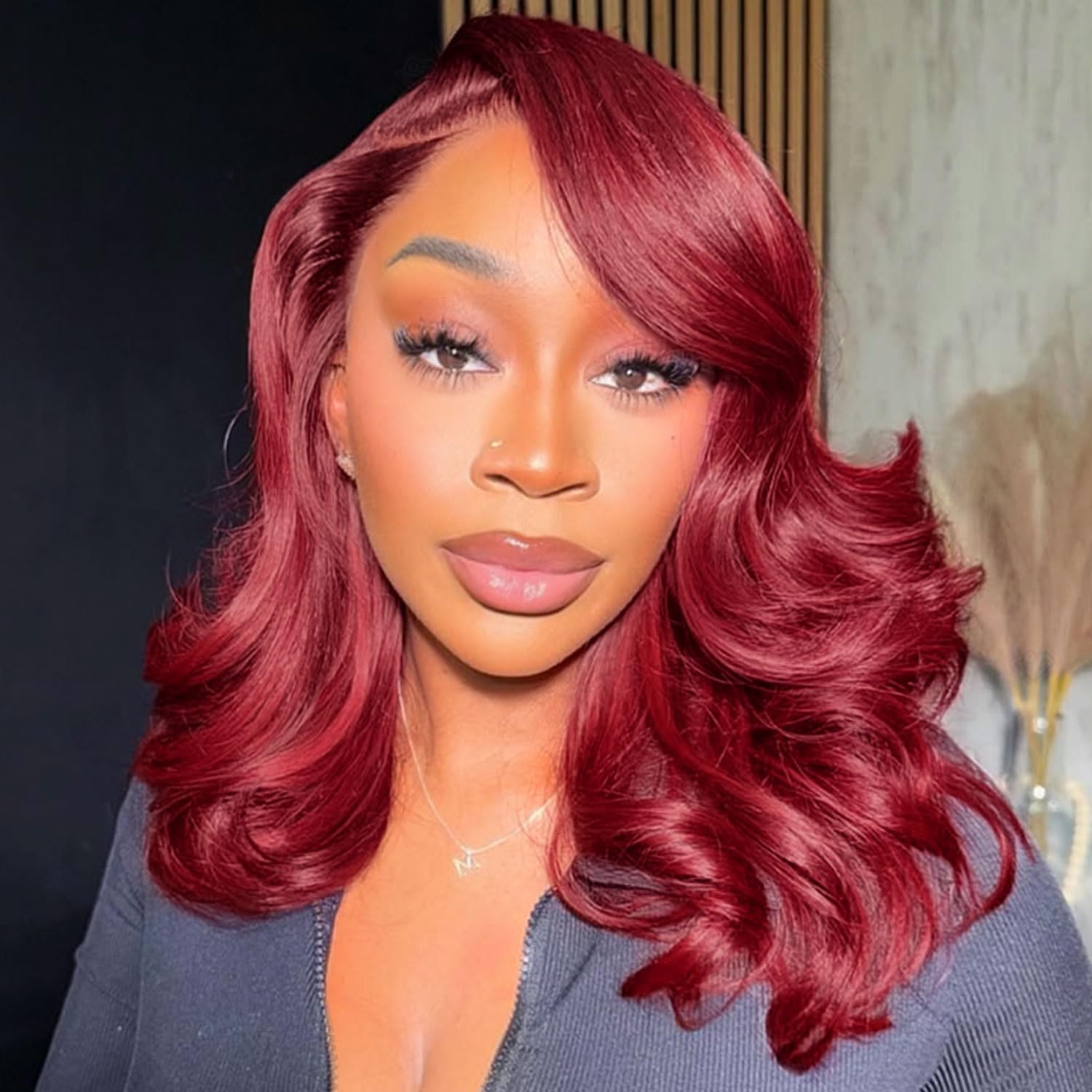 Hihmarm 99j Burgundy Lace Front Wigs Human Hair 13x4 HD Lace Front Body Wave Wigs Human hair Red Colored Glueless Wig Lace Frontal Wigs Human Hair Pre Plucked Natural Hairline 16 Inch 180% Density