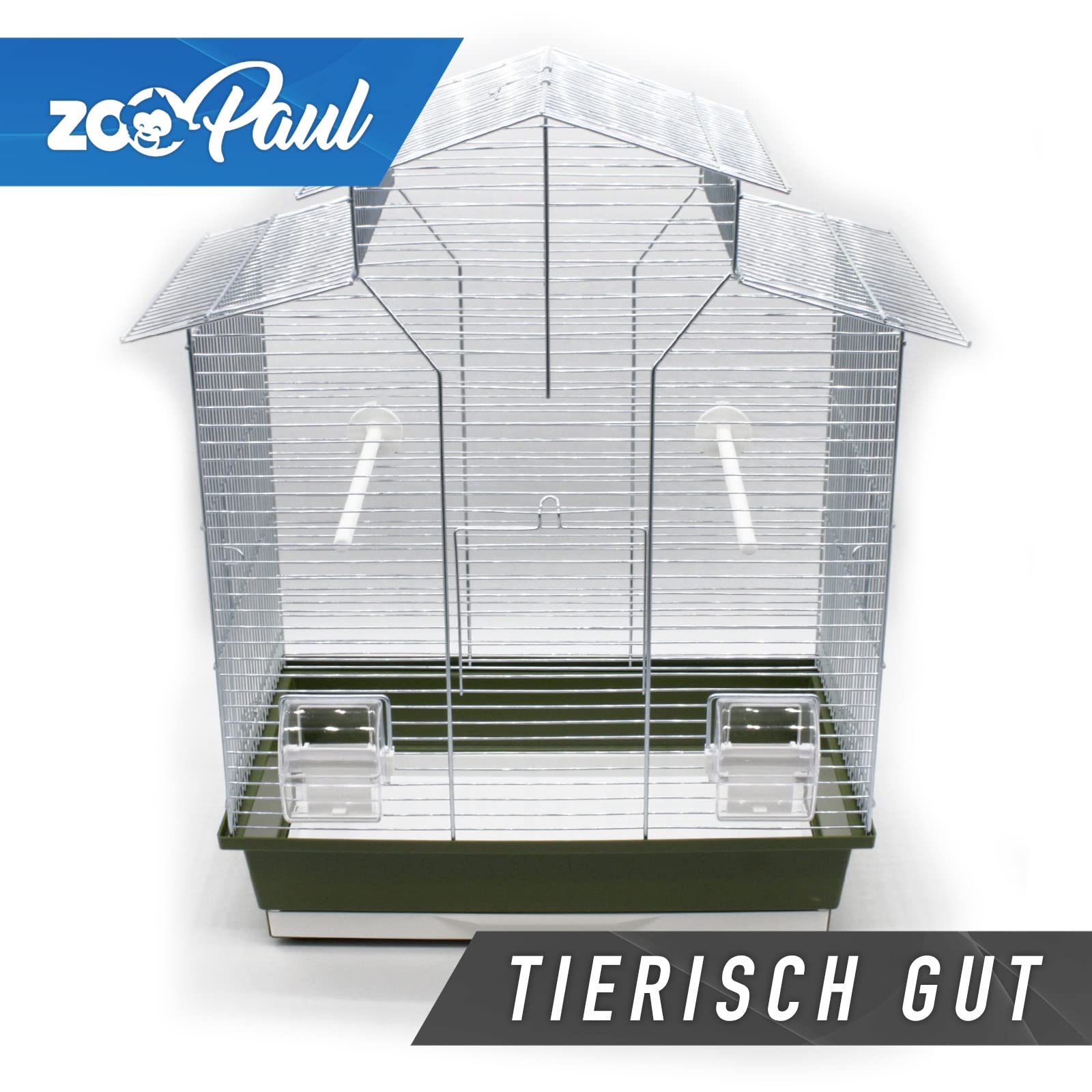 Zoopaul XL Vogelkäfig IZA 2 II olivgrün weiß 52x30x60 cm Wellensittiche Kanarien Käfig