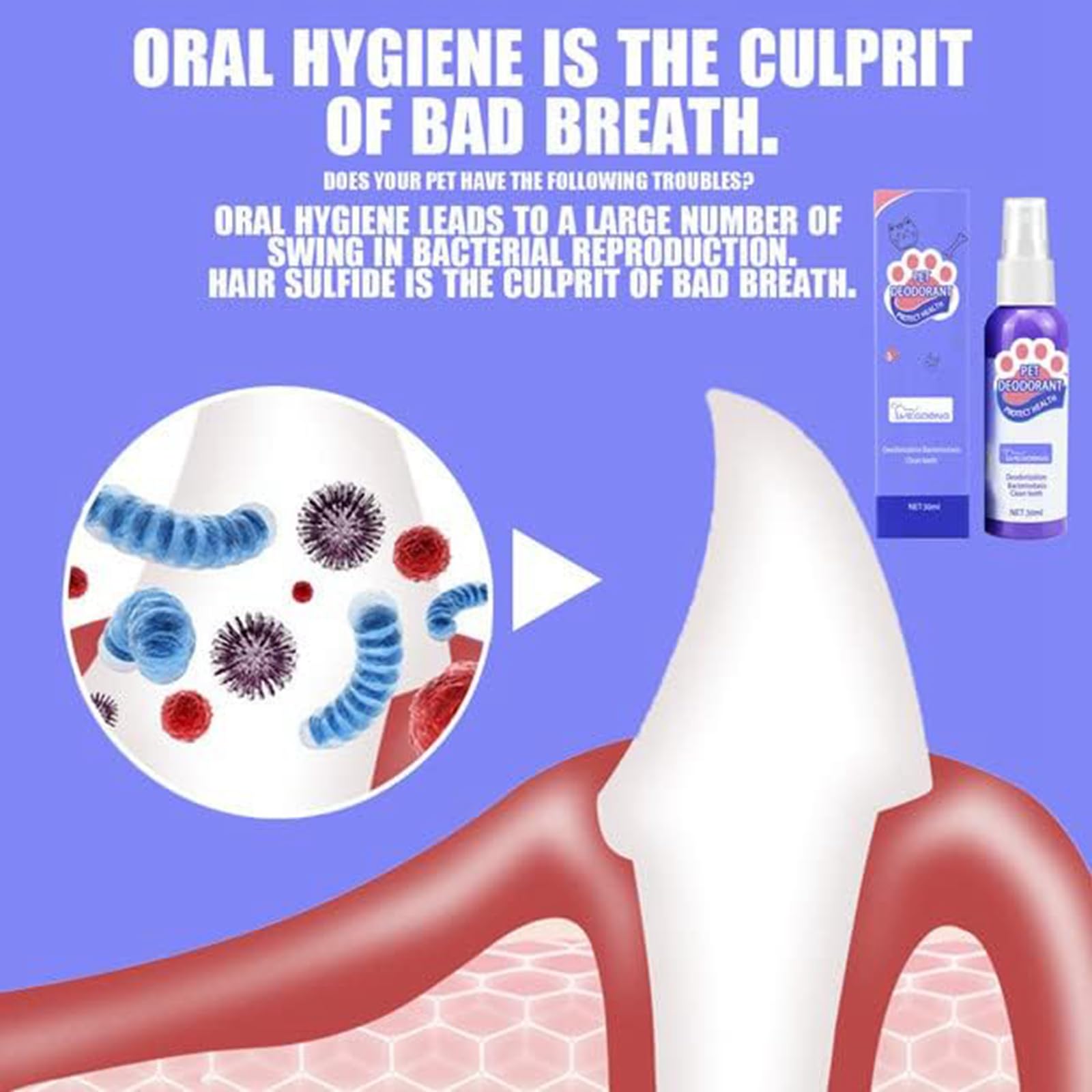 Spray de nettoyage des dents pour chiens et chats, nettoyant pour dents d'animaux domestiques, soins dentaires pour animaux de compagnie, élimination de la mauvaise haleine des animaux de compagnie,