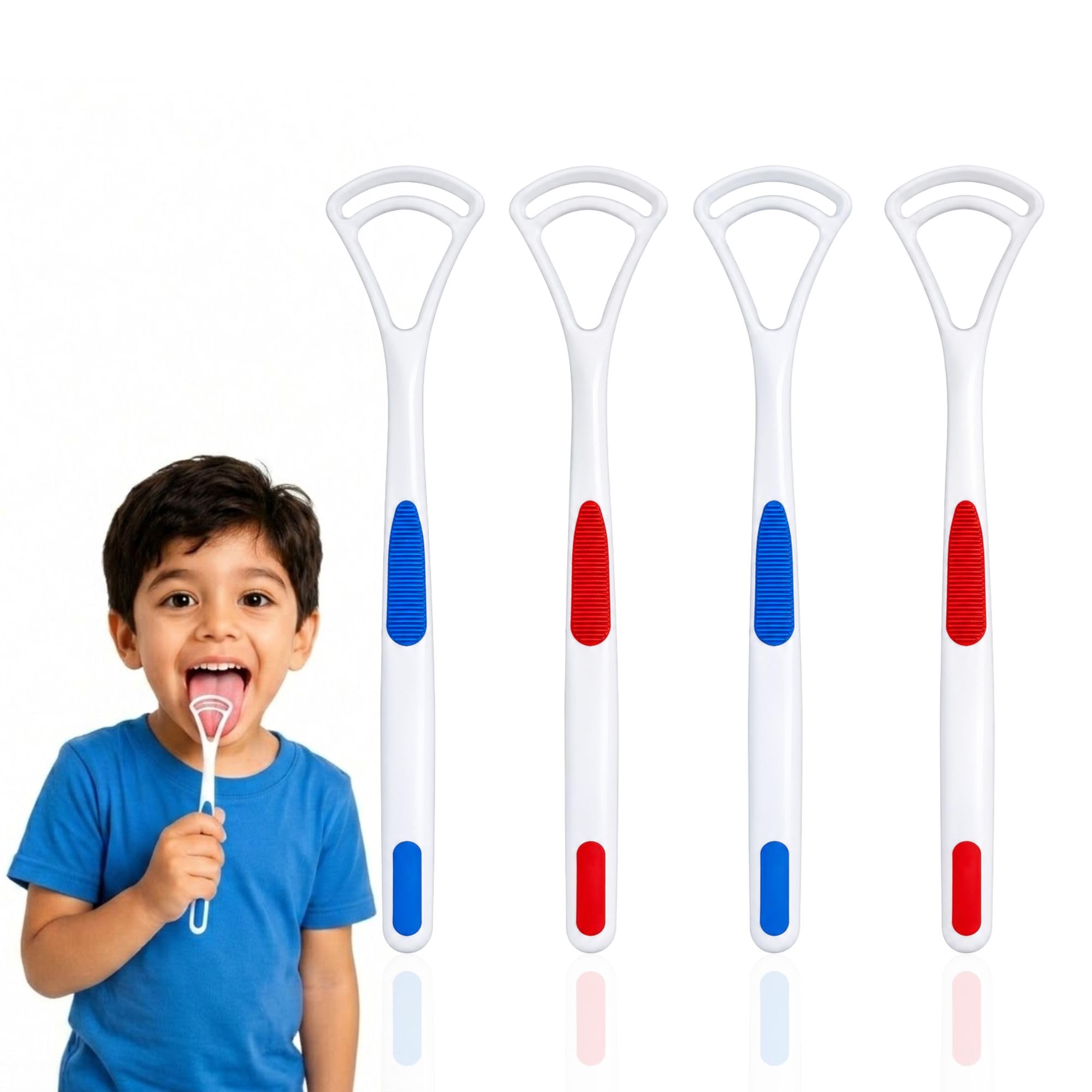 Wazdorf Flexible Plastic Tongue Cleaner for Adults & Kids | Oral Hygiene Scraper for Fresh Breath | Non-Slip Grip Tongue Brush Removes Odor & Germs | Daily Mouth Cleaning Tool (Plastic-4 Pcs)-image-46
