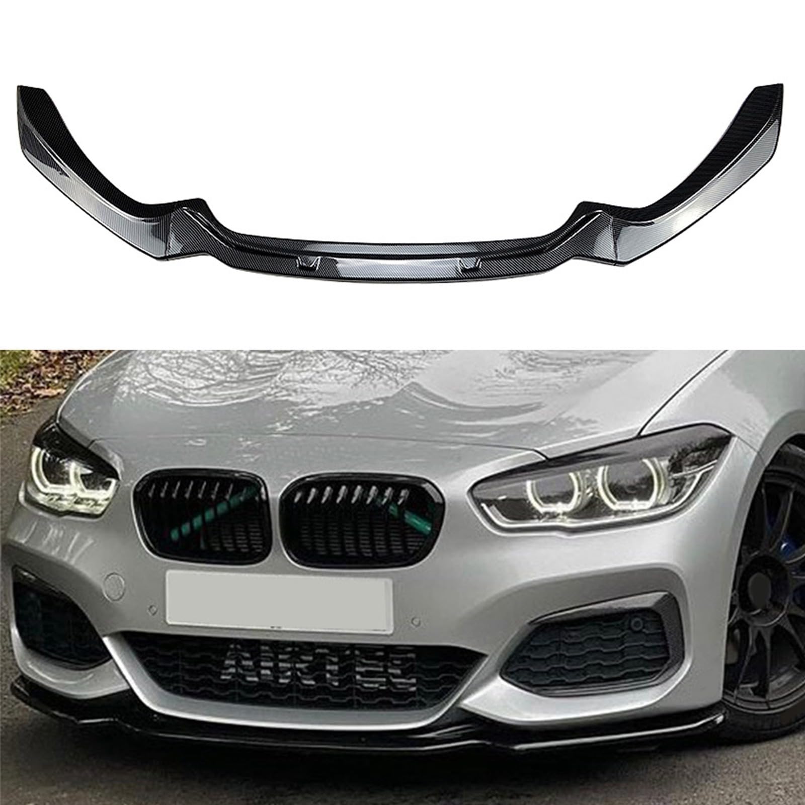 Carbon Fiber Front Bumper Spoiler Splitter Lip Fit for BMW 1 Series F20 F21 with M Sport 2015-2019 Air Dam Splitter Cover Trim