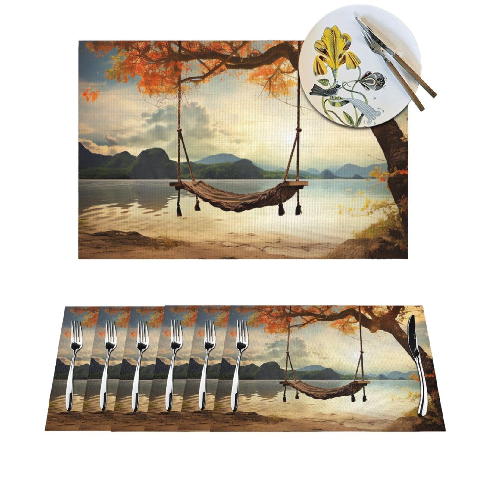 Sets de table rectangulaires PVC tissé pour décoration table salle à manger