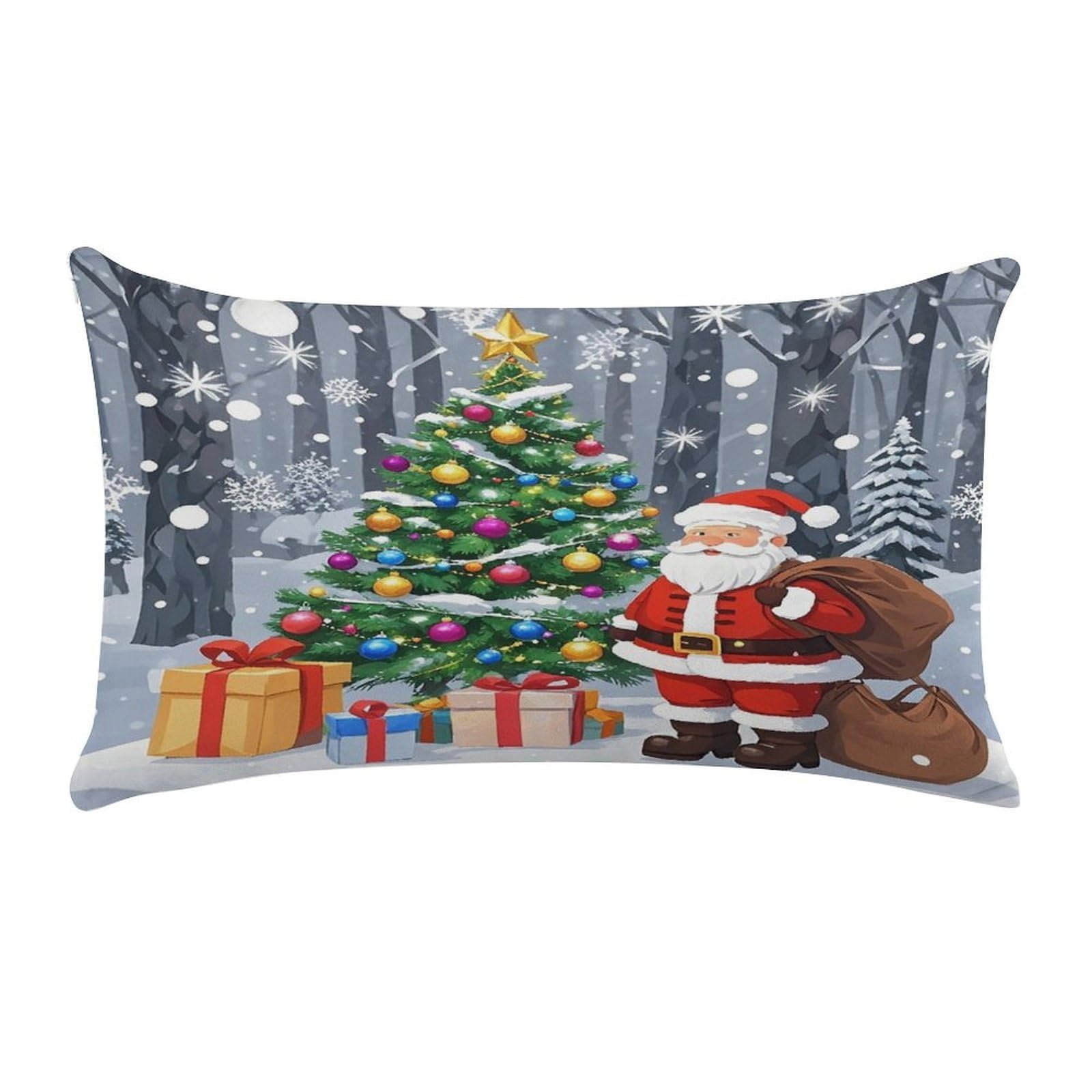 Christmas Santa Claus Pillow Case Decorative Rectangle Throw Pillow Cover Soft Plush Pillowcase Cozy Cushion Case Modern Pillow Sham Cushion Cover for Bedroom Sofa Couch 20 X 12 Inch