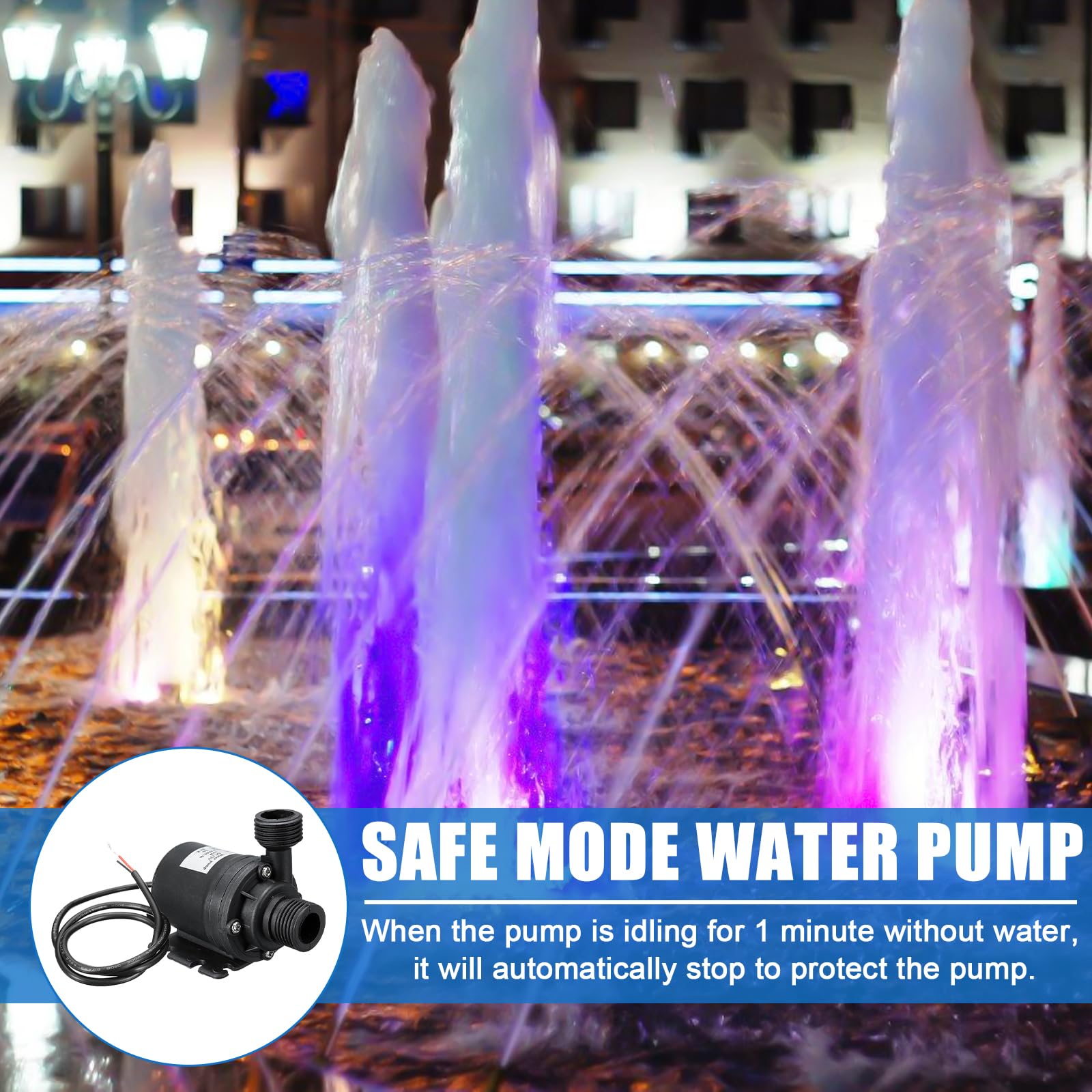 Pompa per acqua Leikurvo, DC 12 V, 800 l/h, 5 m, senza spazzole, mini pompa sommersa in ceramica, per fontane, acquari, stagni, fontane idroponiche, moderna e compatta, nera