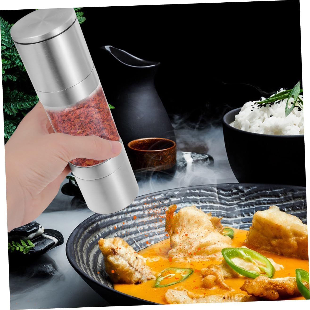 Manual Pepper Grinder Pepper Mill Container Home Kitchen Gadget for Spices