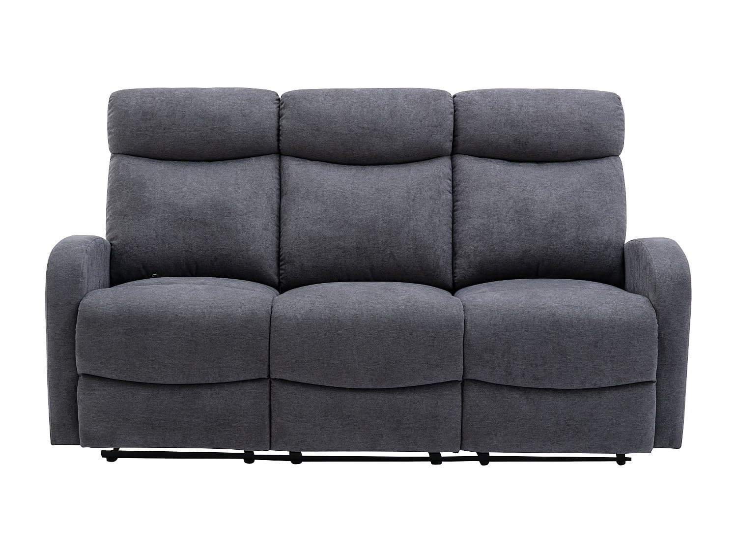Vente-unique - Divano relax 3 posti Evelyn - poliestere - grigio | Meccanismo di relax manuale, Meccanismo relax manuale, Stile contemporaneo, Colori neutri