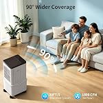 Portable Air Conditioner, 10L Evaporative Air Cooler Fan with Remote, Removable Water Tank, 3-in-1 Quiet Cooling with 4 Ice Packs & Timer, Low Noise Swamp Cooler for Home Bedroom Office