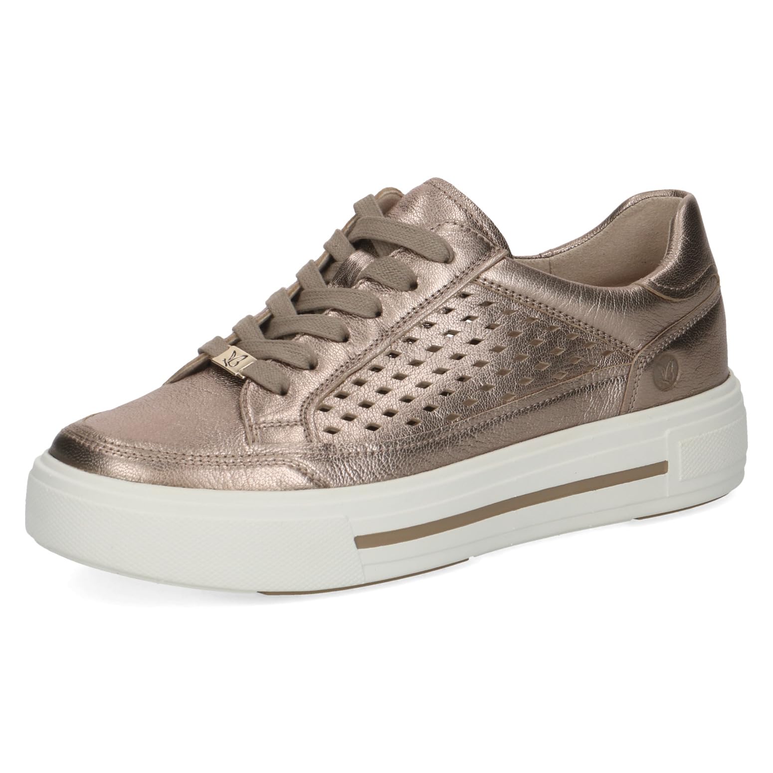CAPRICE Women's Leather Sneakers, Brown (Taupe Metallic), 5.5 UK