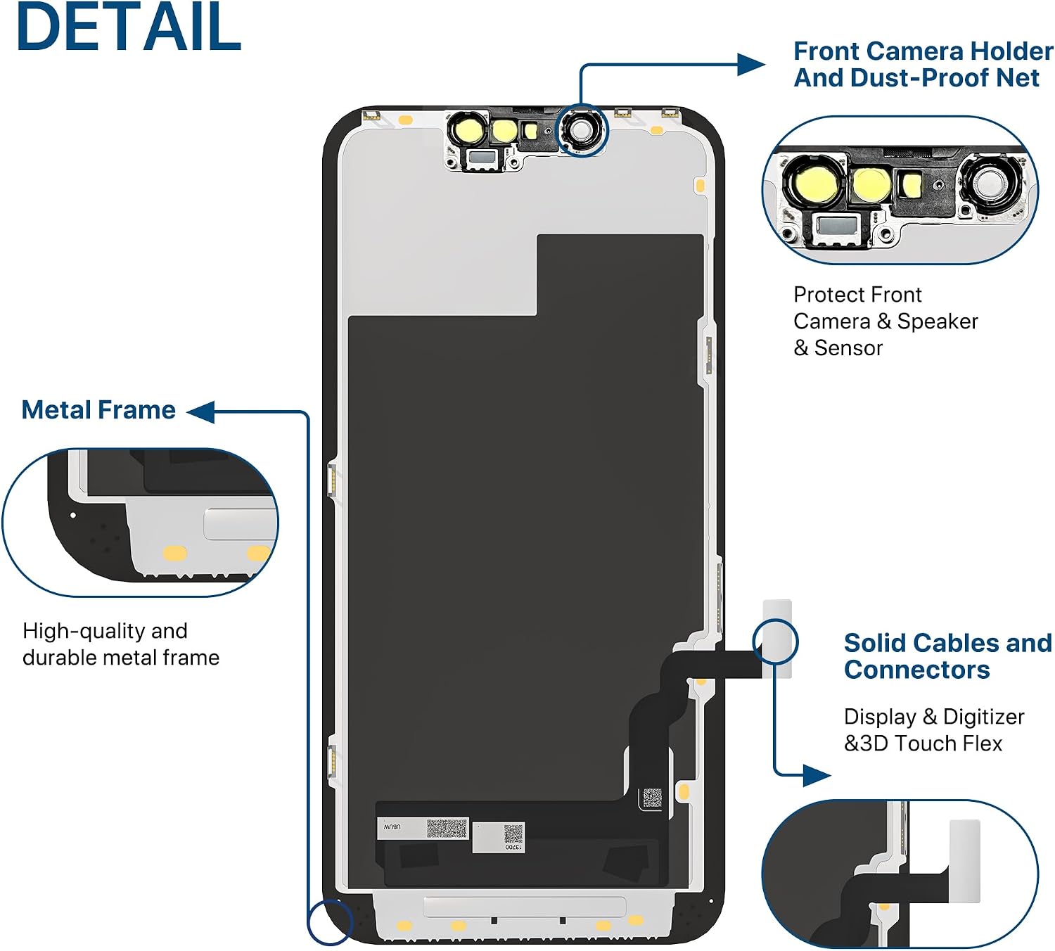 iPhone 13 Screen Replacement Kit 6.1" LCD Display 3D Touch Full HD Digitizer Full Assembly Repair Kits Screen Protector for A2633 A2482 A2631 A2634 A2635 (not for 13 mini,Pro,Promax)