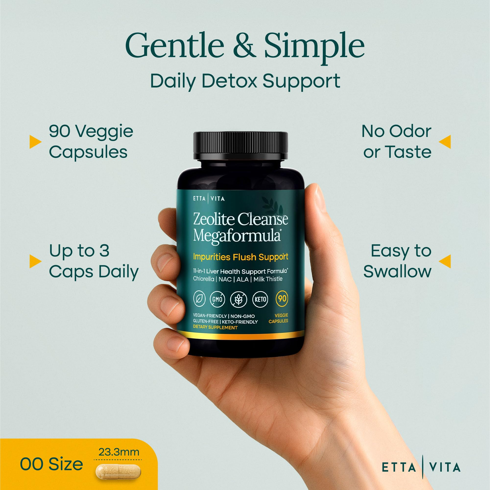 Liver Cleanse Detox & Repair with Zeolite, Chlorella, Glutathione NAC 90Ct | Zeolite supplement for gut health, cognition & natural energy