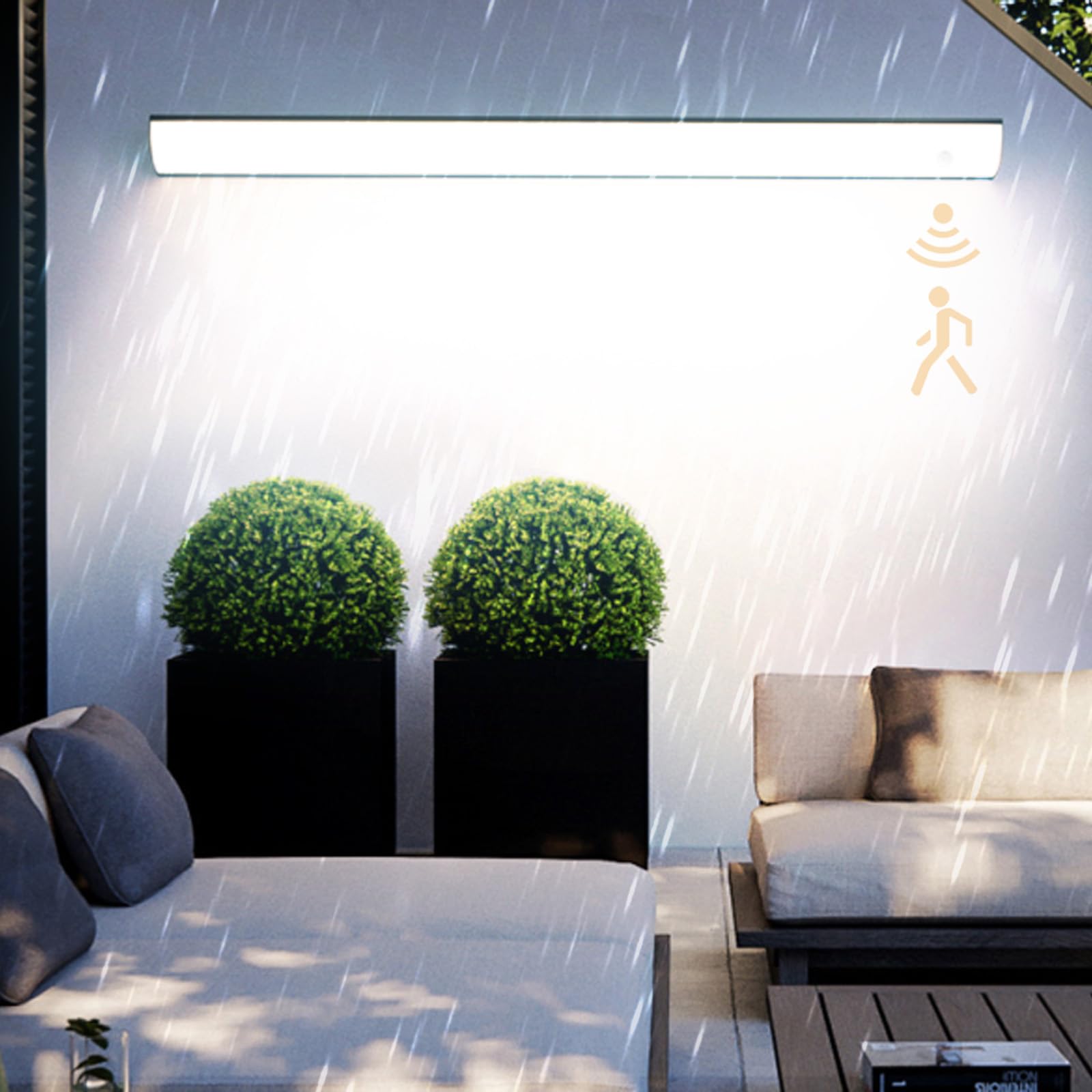 HELCEKOU Outdoor Wall Light LED with Motion Sensor Lamp IP65 Waterproof Lighting Acrylic Aluminum Long Strip Decorate Doorway Hallway Cellar Garden Indoor