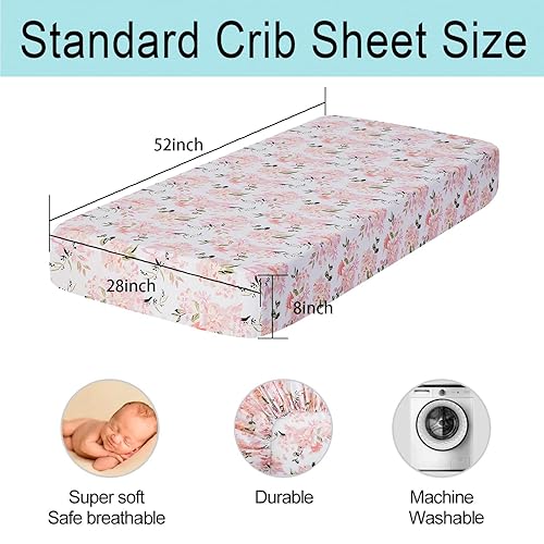 Miniatura 3 de Bimocosy Paquete de 4 sábanas para cuna, sábanas bajeras para cuna de bebé, transpirables y de ajuste cómodo, suaves para colchón de cuna estándar,