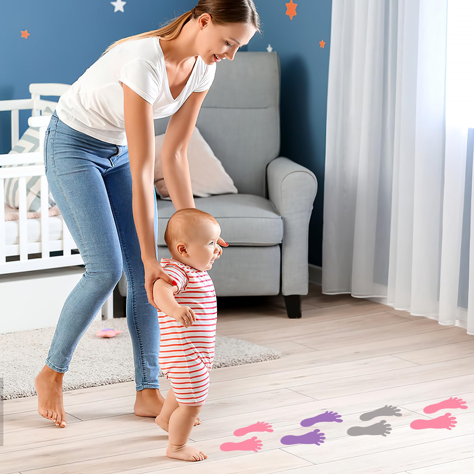 36 Pièces Autocollants Pieds Animaux Pour Enfants - Stickers Sol Ludiques Chien Tigre Éléphant Pour Chambre Et Garderie