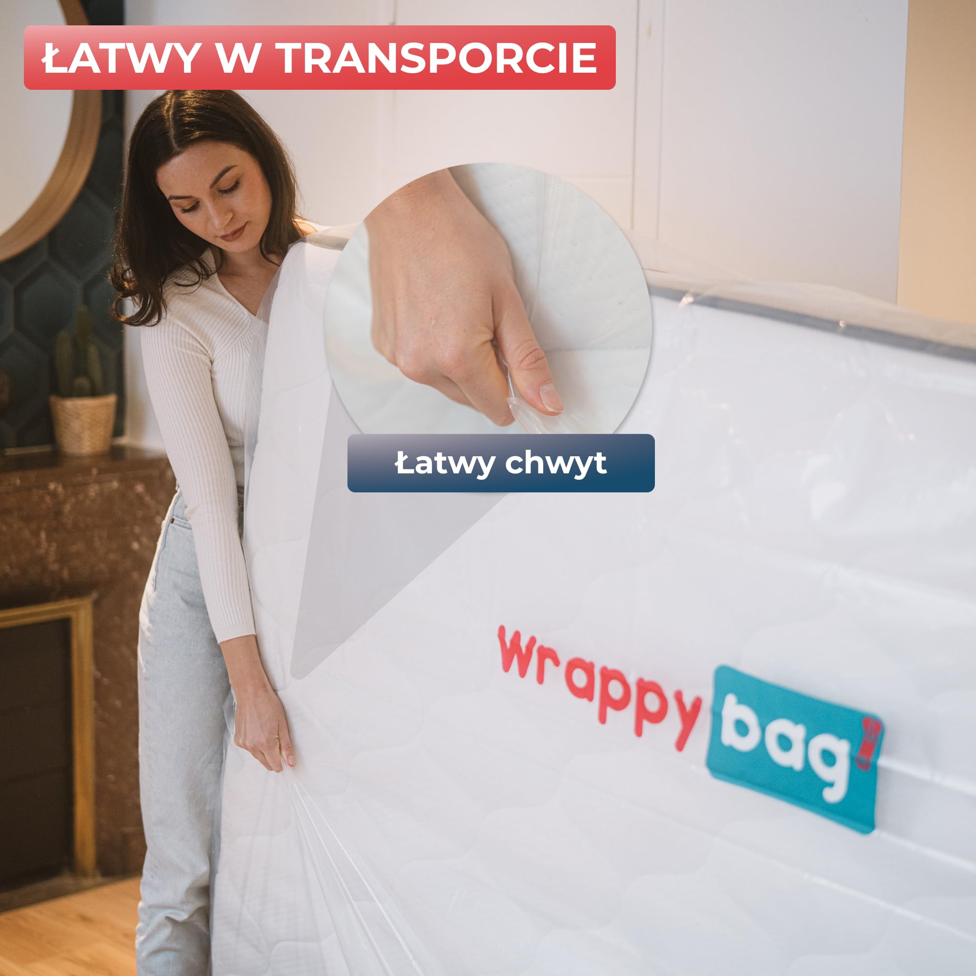 WRAPPYBAG – Plastikowy pokrowiec ochronny na materac – Wodoodporna i odporna na rozdarcie torba do przechowywania – do przenoszenia, przechowywania i transportu – (90x200cm) – Zestaw 2 szt.
