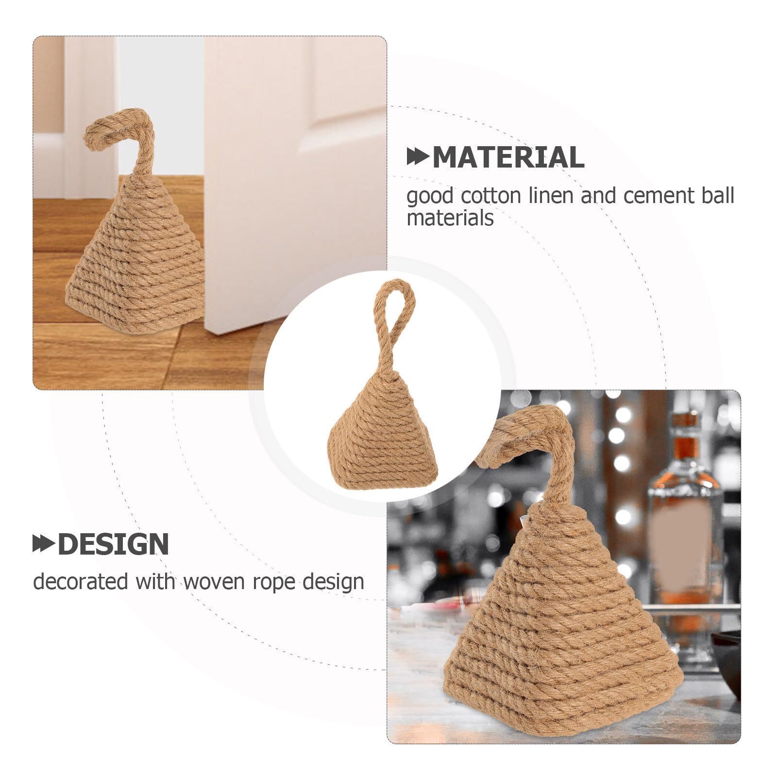 Fermaporta a Sfera, Fermaporta in Corda Intrecciata, Cotone e Lino, Palla in Cemento, Antiurto, Decorativo, per Casa e Camere da Letto