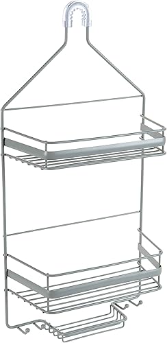 Bath Bliss Regency - Organizador de ducha colgante  Almacenamiento y organización de baño  Colgante de cabezal de ducha  2 cestas y ganchos de
