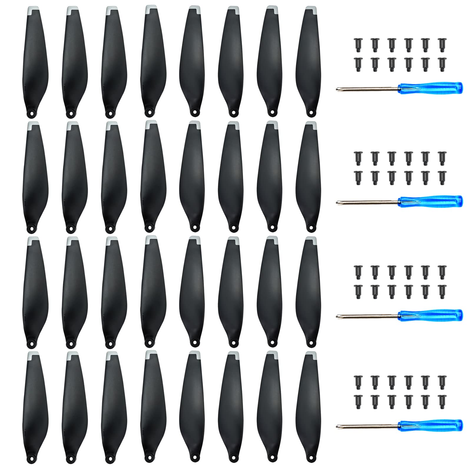 32pcs Propellers for DJI Mini 3 Replacement Prop Blades Spare Propeller Blade Low Noise Wings for DJI Mini 3 Drone Accessories with Exclusive Screws & Screwdrivers Silver Tips