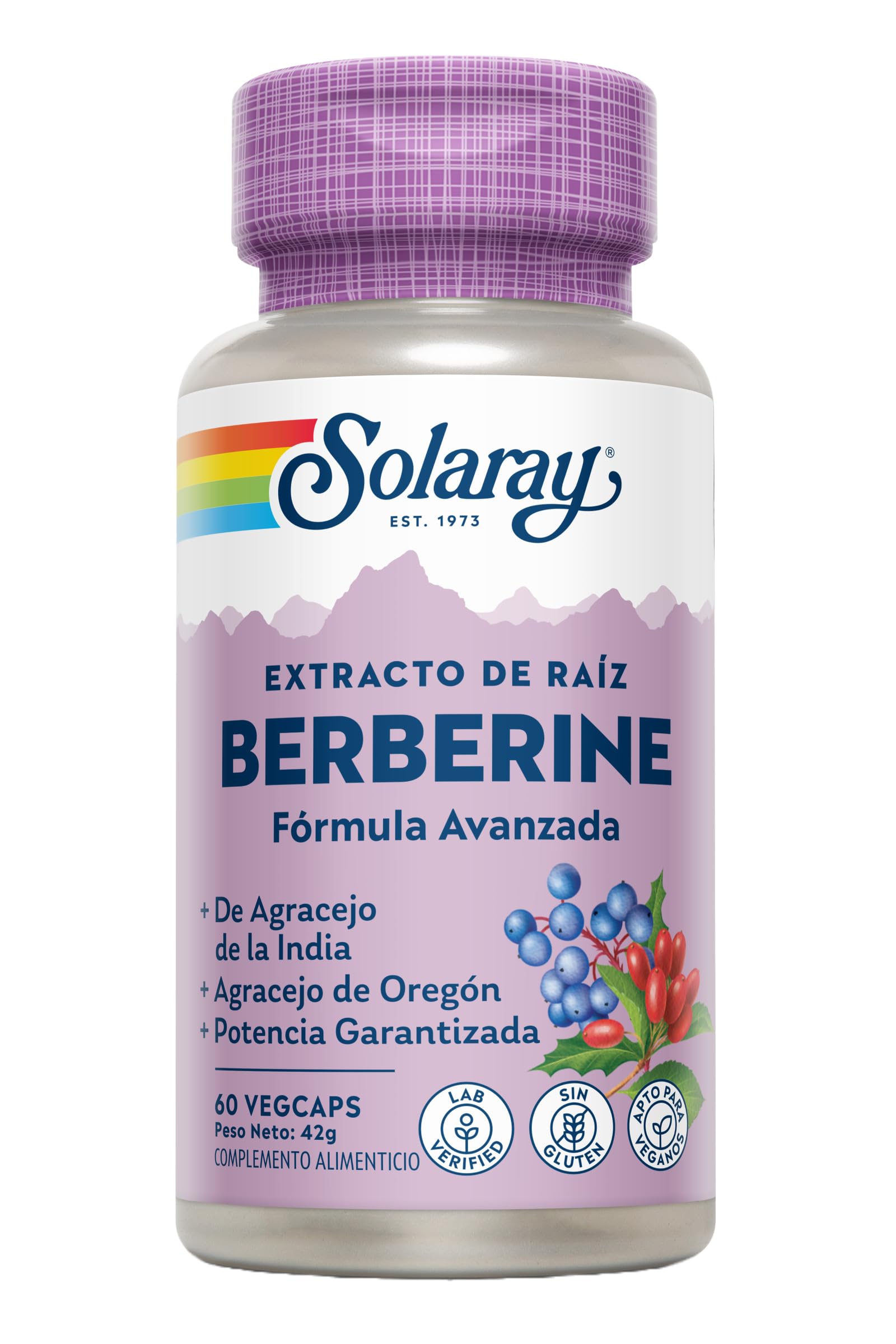 Solaray Berberine | Fórmula avanzada | Berberina | cápsulas, 60 VegCaps