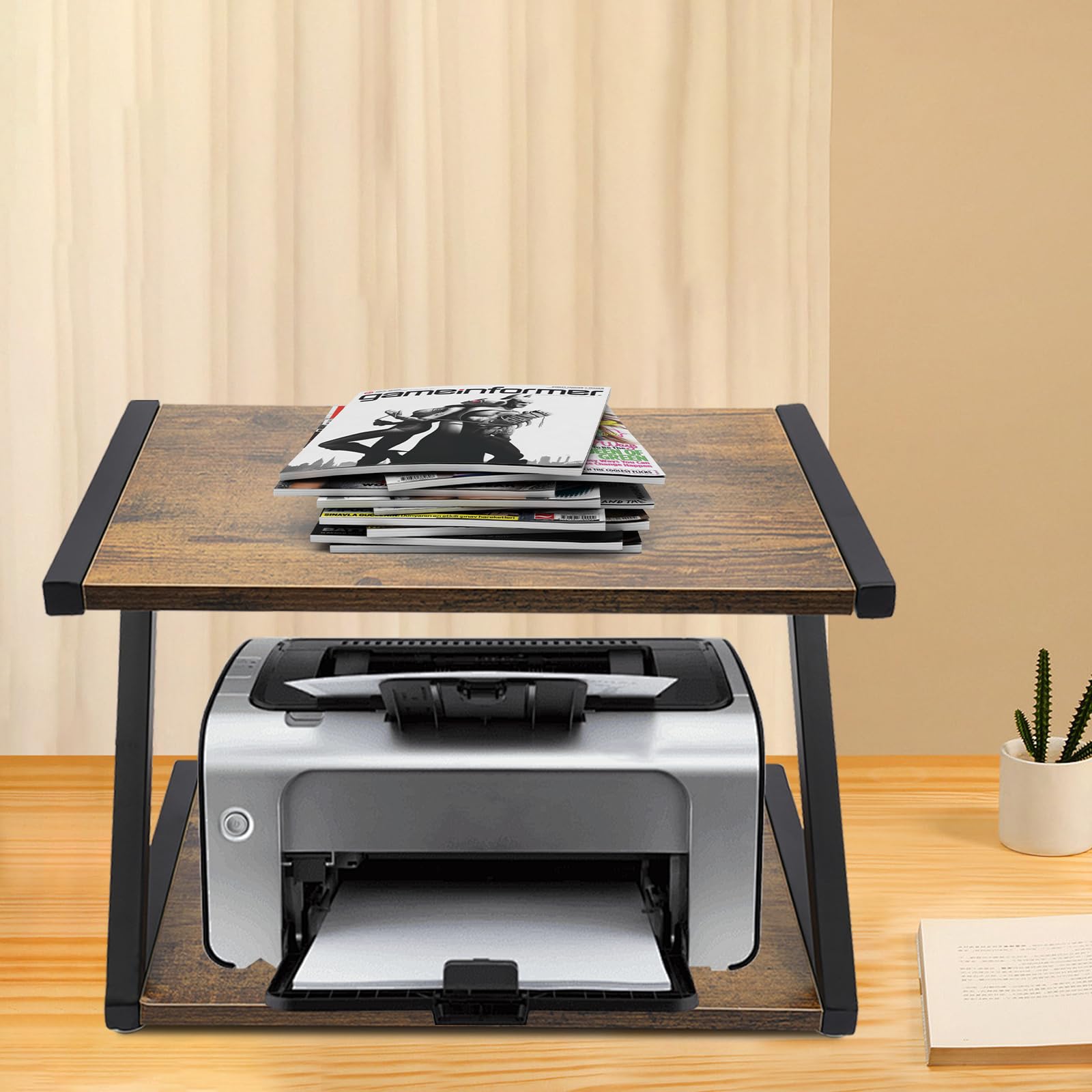Supporto per stampante a 2 livelli, supporto per stampante da desktop, multiuso, organizer da scrivania, supporto per stampante, piccolo supporto per scanner