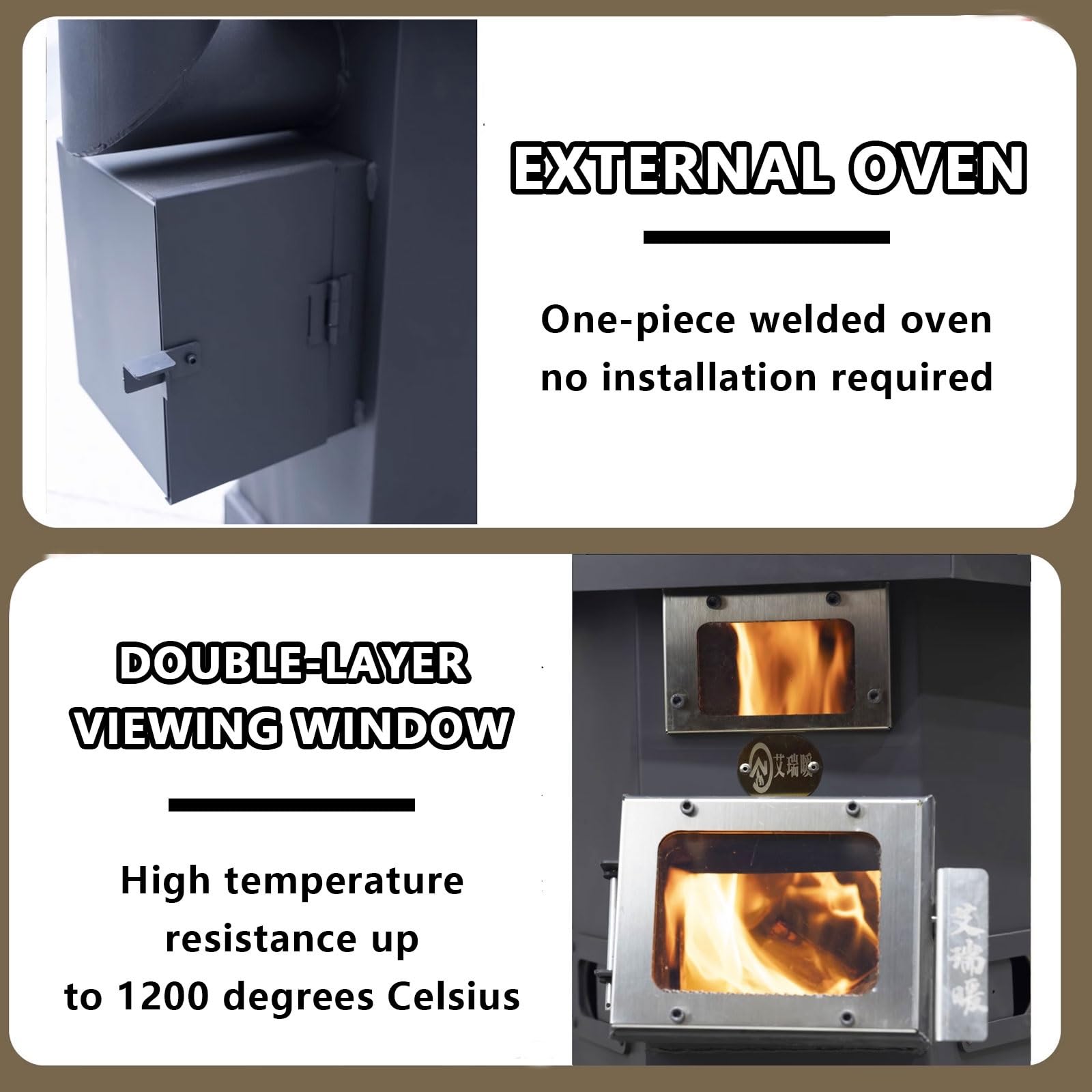 Stufa A Pellet Forno Da Campeggio Stufa A Legna Con Forno Include Canna Fumaria Da 200 Cm E Due Finestre Di Ispezione Design Completamente Saldato