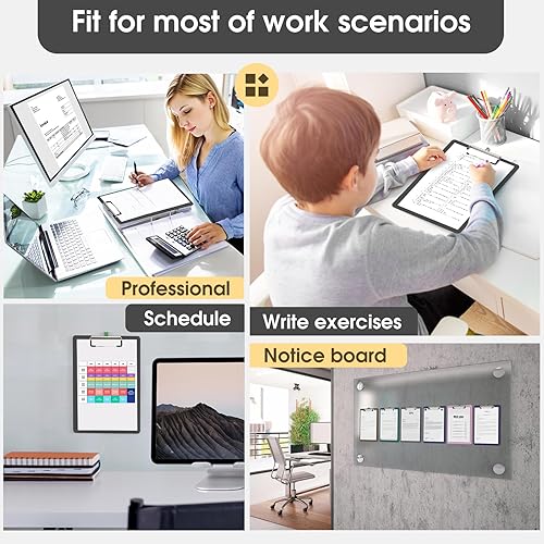 Miniatura 7 de Macroclo Portapapeles de plástico gris, tablero de clip de color 8.5 x 11 pulgadas para aula, estudiantes, niños, mujeres, portapapeles A4 tamaño 9